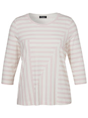 Langarmshirt aus Viskose - 684954-rose / offwhite - Rosa