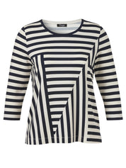 Langarmshirt aus Viskose - 804794-navy / butter - Blau