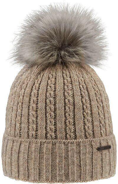 Strickmütze mit Bommel - 060-beige - Beige
