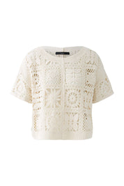 Strick-T-Shirt aus Baumwollmix - 1052-champagne - Creme