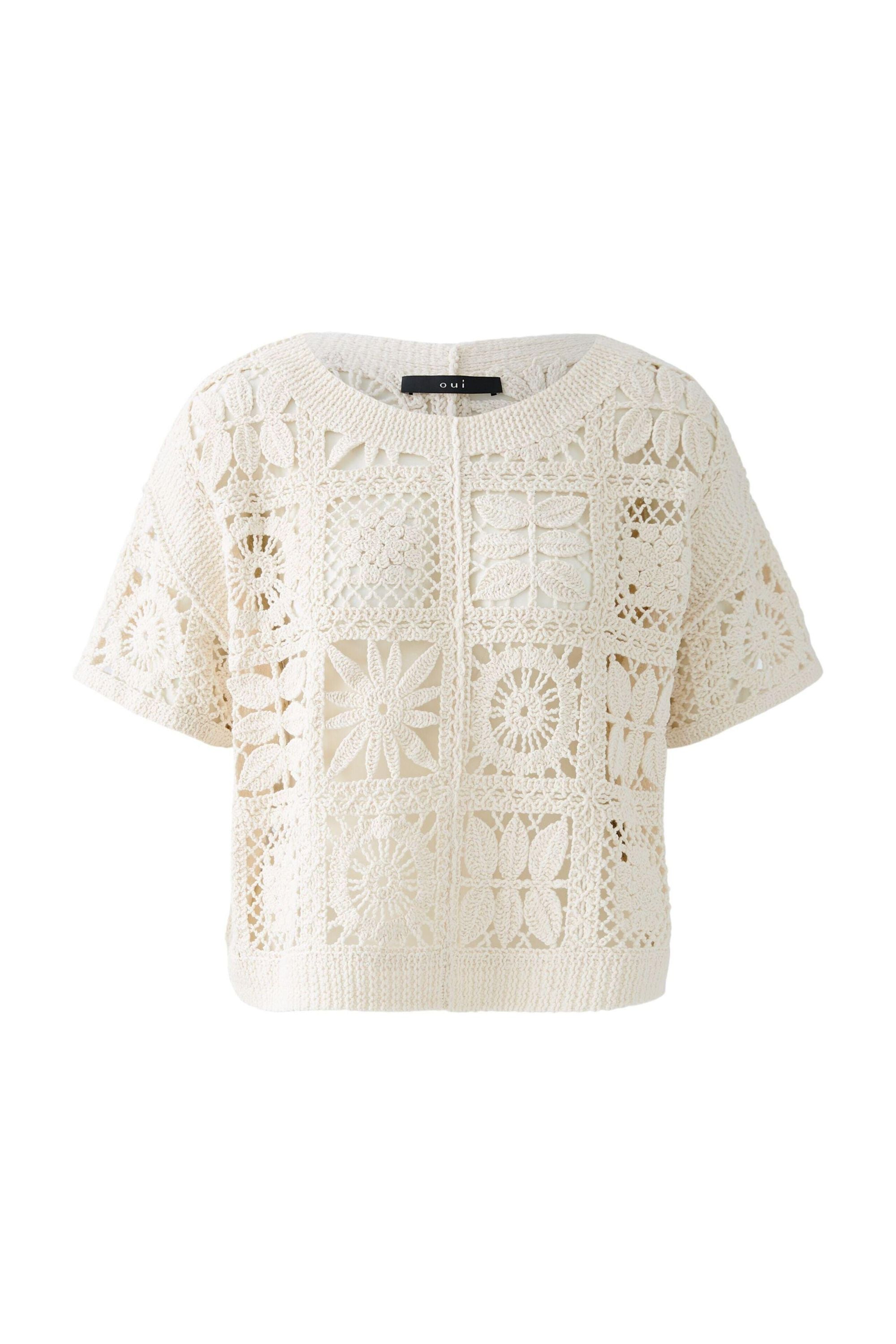 Strick-T-Shirt aus Baumwollmix - 1052-champagne - Creme