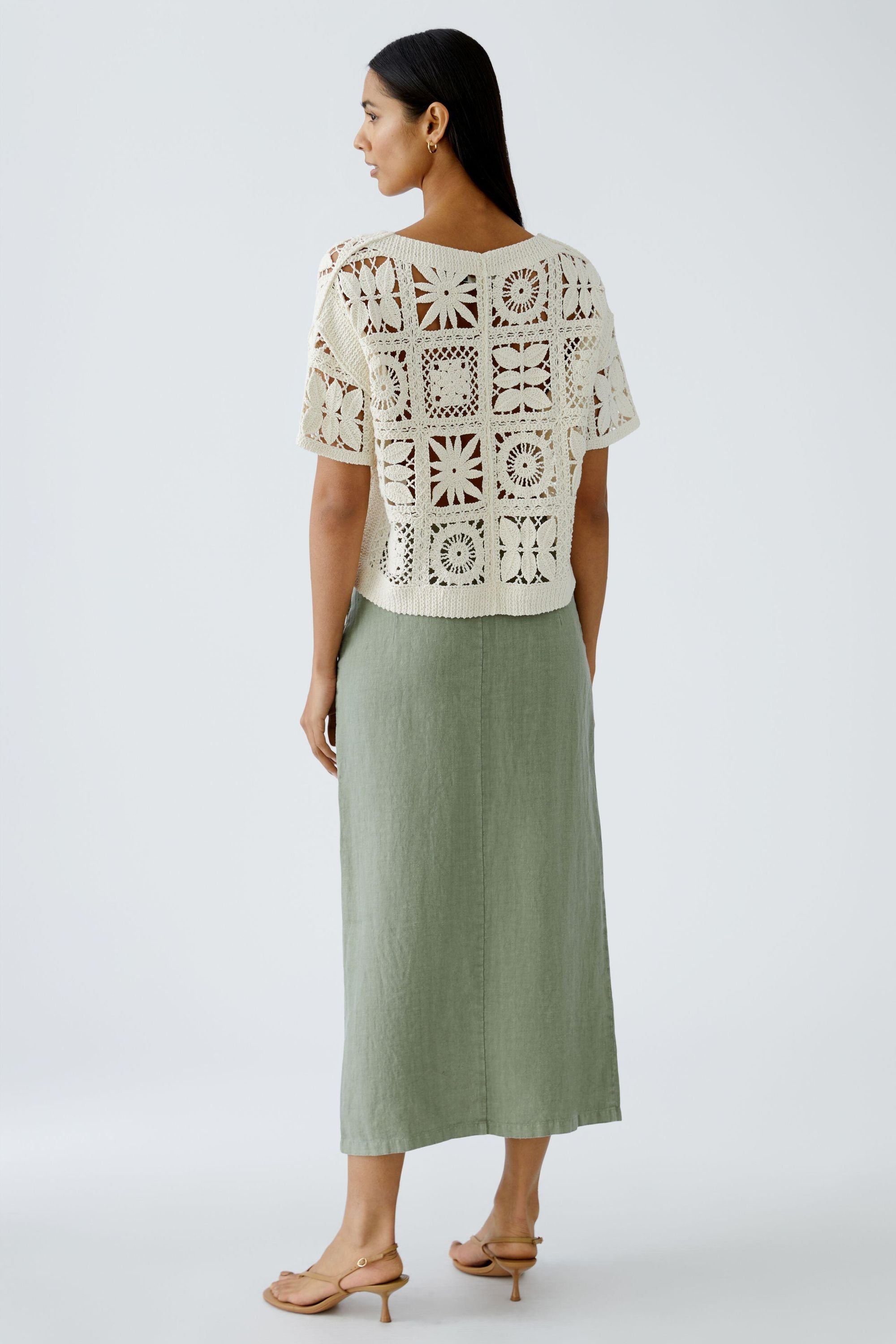 Strick-T-Shirt aus Baumwollmix - 1052-champagne - Creme