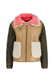 Wendejacke mit Teddy-Details - 0736-stone green - Beige