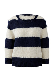 Strickpullover ESMY aus Wollmix - 0567-dk blue stone - Blau | Weiß