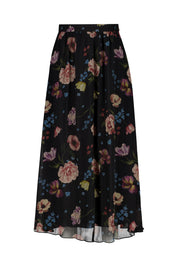 Chiffonrock Midi floral - 0993-black red - Schwarz