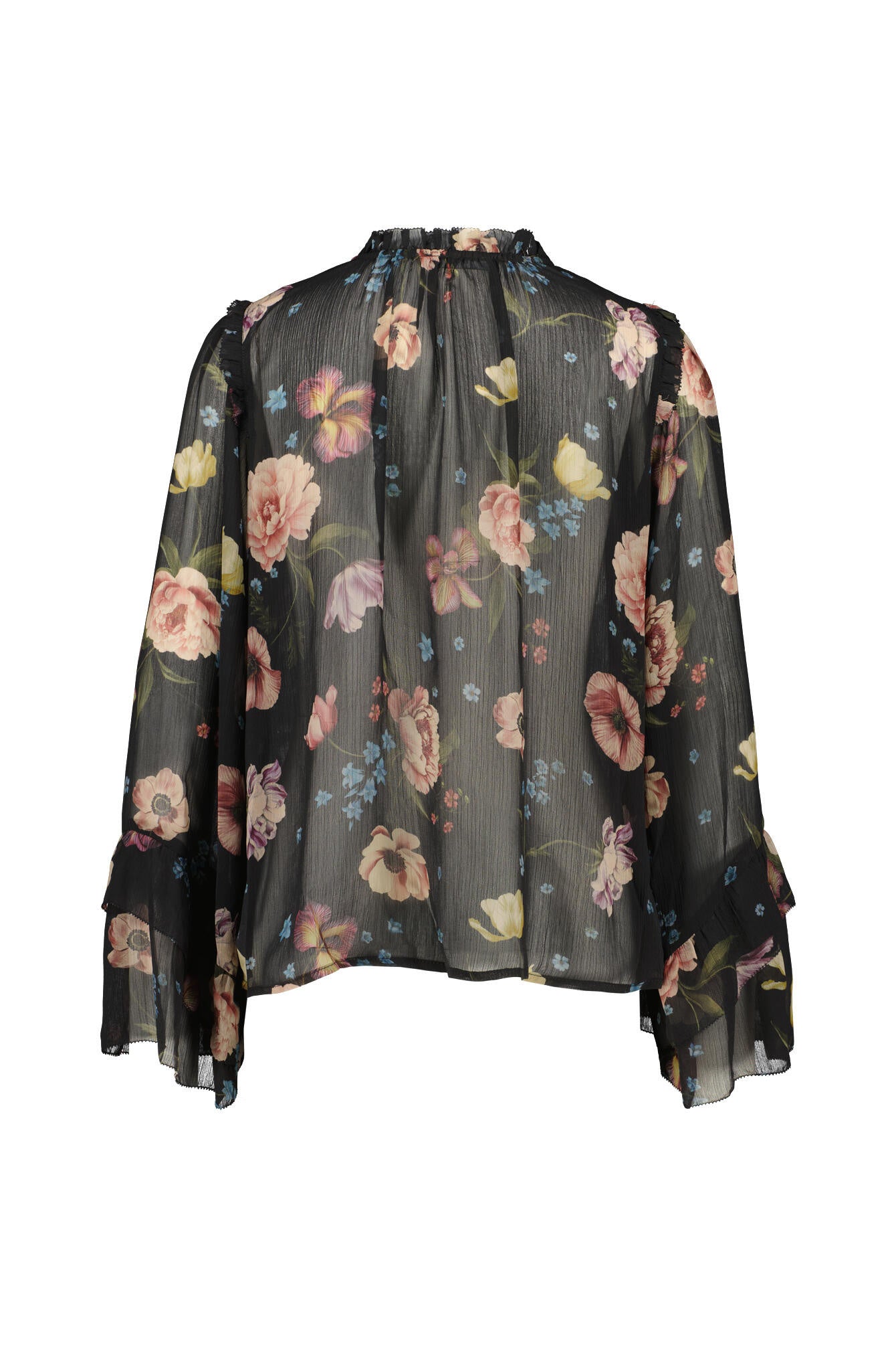 Chiffonbluse transparent - 0993-black red - Schwarz