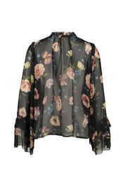 Chiffonbluse transparent - 0993-black red - Schwarz