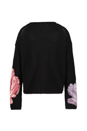 Strickpullover aus Baumwolle - 0993-black red - Schwarz