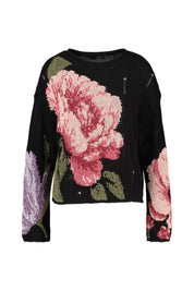 Strickpullover aus Baumwolle - 0993-black red - Schwarz