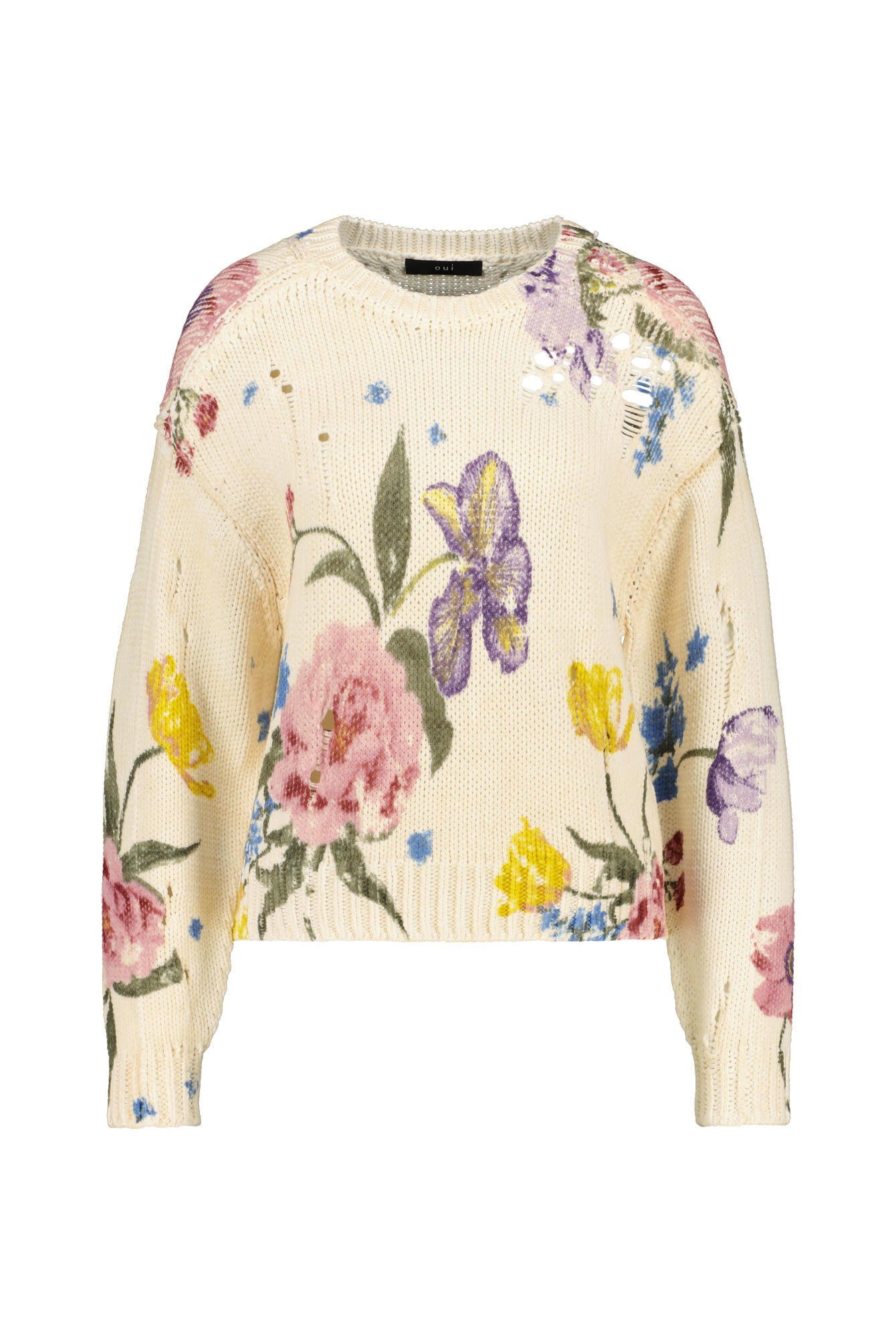 Strickpullover aus Baumwollmix - 0113-offwhite red - Creme