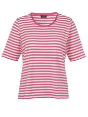 T-Shirt aus Baumwollmix - 650950-pink / ecru - Rosa
