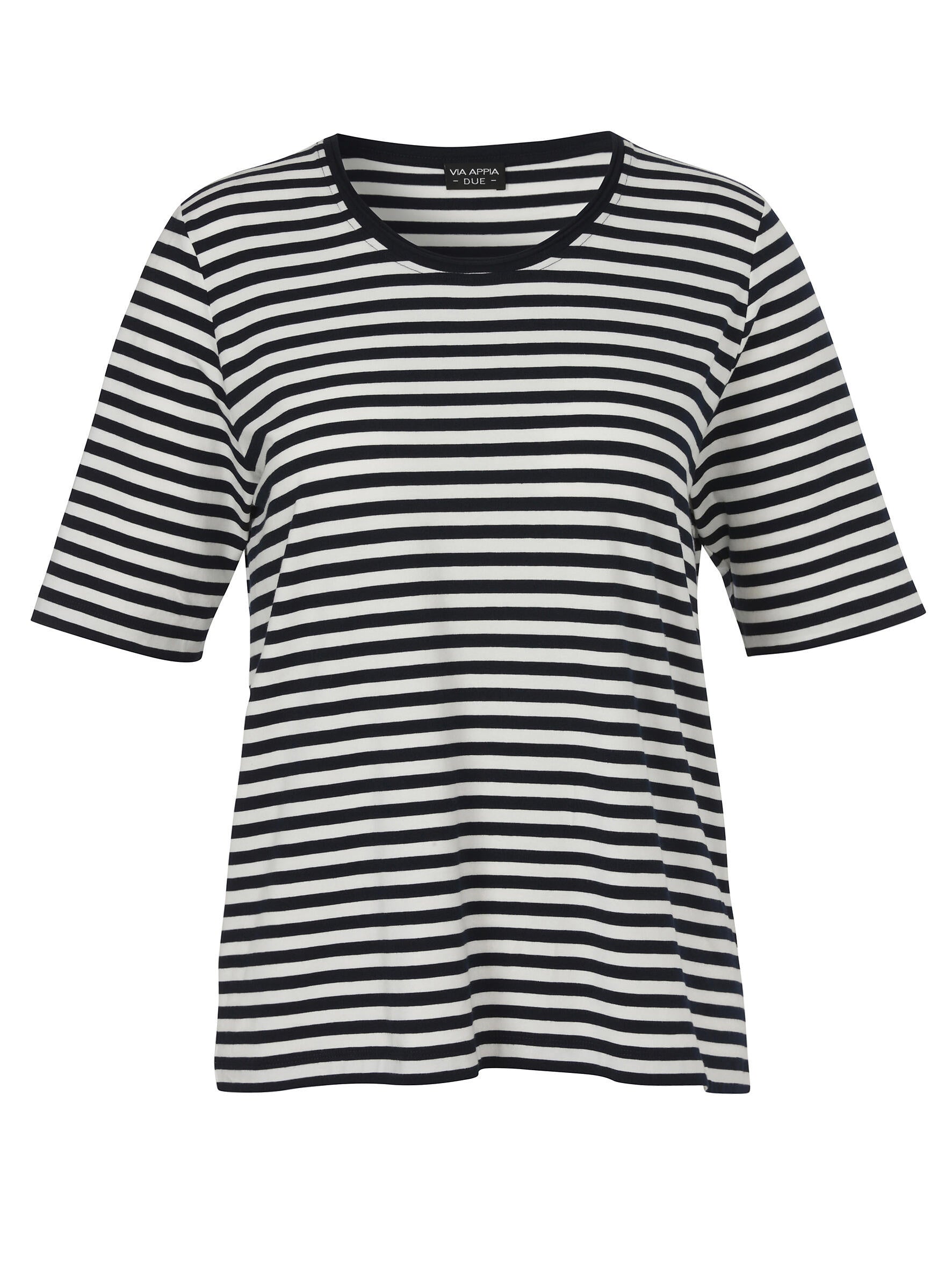 T-Shirt aus Baumwollmix - 800950-marine / ecru - Weiß | Blau