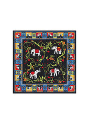 Seidentuch LUCKY ELEPHANT 53x53 - 0260-black multi - Schwarz