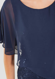 Cocktailkleid Mini mit Überwurf - 3030 - Blau