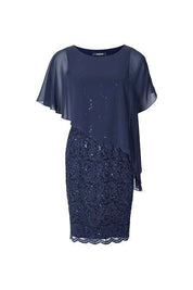 Cocktailkleid Mini mit Überwurf - 3030 - Blau