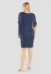 Cocktailkleid Mini mit Überwurf - 3030 - Blau