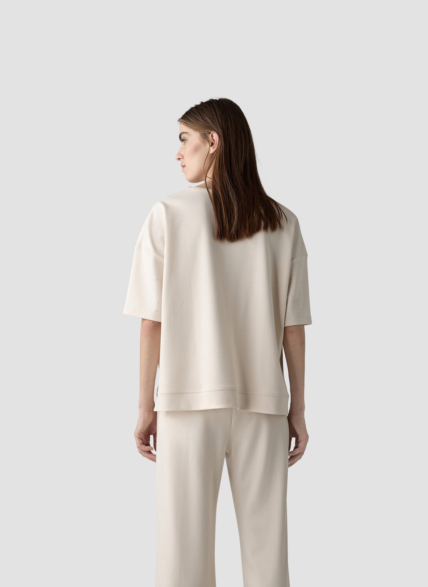 T-Shirt aus Viskosemix - 5608-Elfenbein - Creme