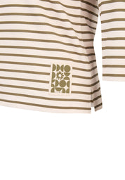 T-Shirt gestreift aus Baumwollmix - 5470-Olive - Grün