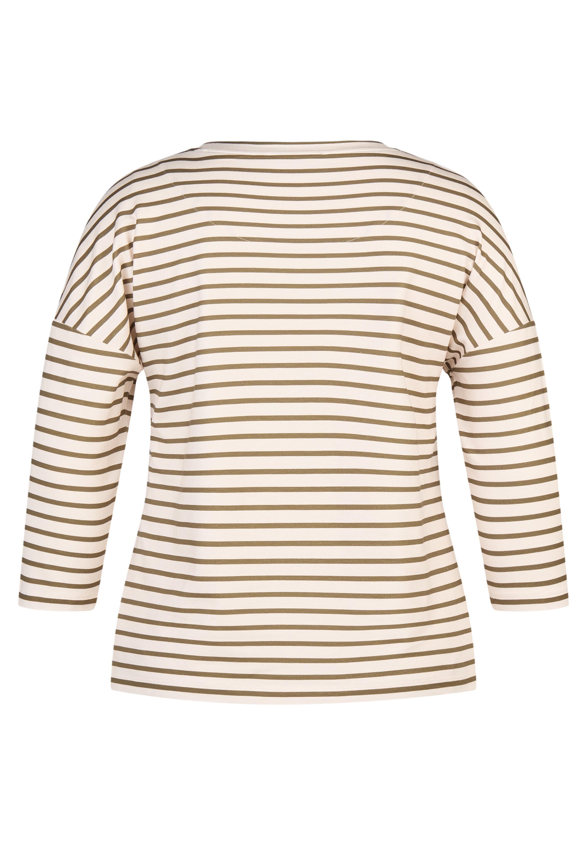 T-Shirt gestreift aus Baumwollmix - 5470-Olive - Grün