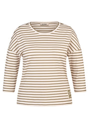 T-Shirt gestreift aus Baumwollmix - 5470-Olive - Grün