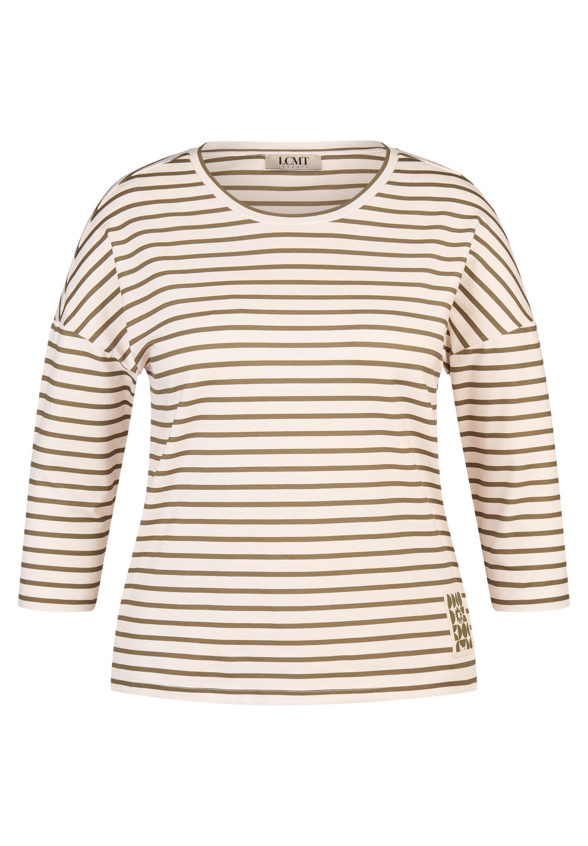 T-Shirt gestreift aus Baumwollmix - 5470-Olive - Grün