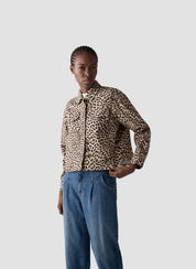 Jeansjacke im Animalprint - 5633-Toffee - Beige