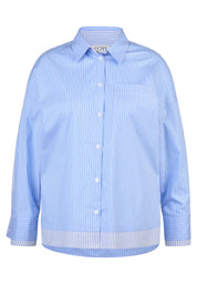 Bluse gestreift Oversized Fit - 5346-Rauchblau - Blau