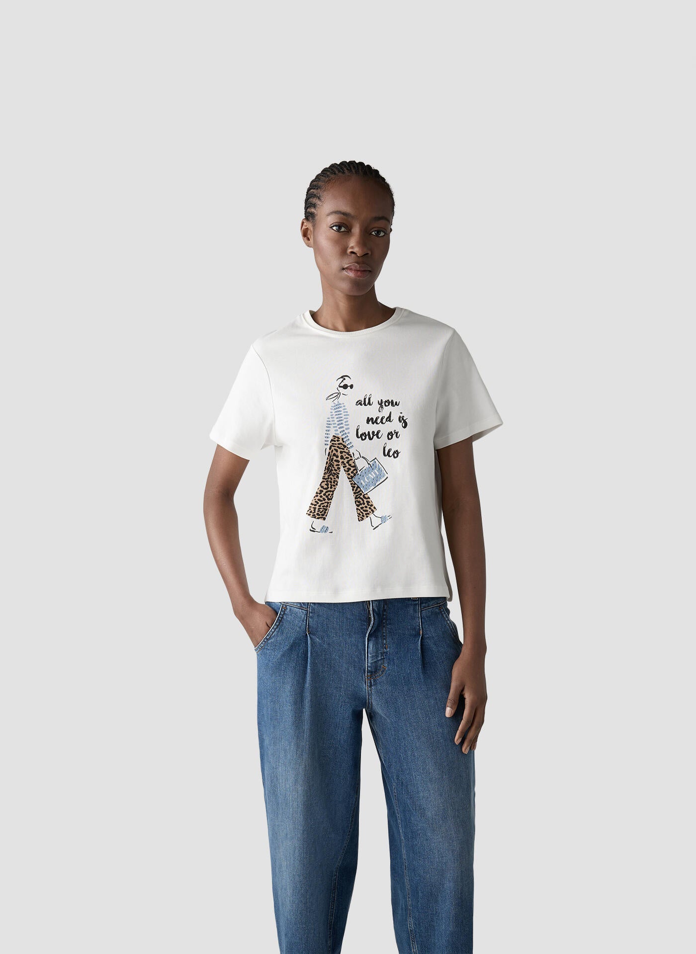 T-Shirt aus Baumwolle - 5601-Natur - Weiß