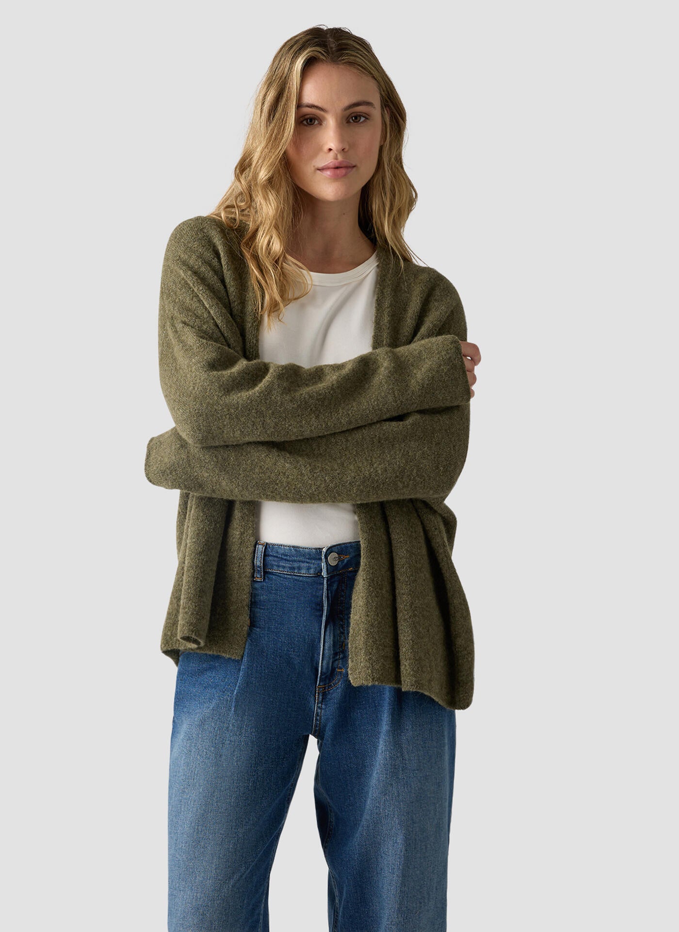 Strickcardigan meliert - 5470-Olive - Grün