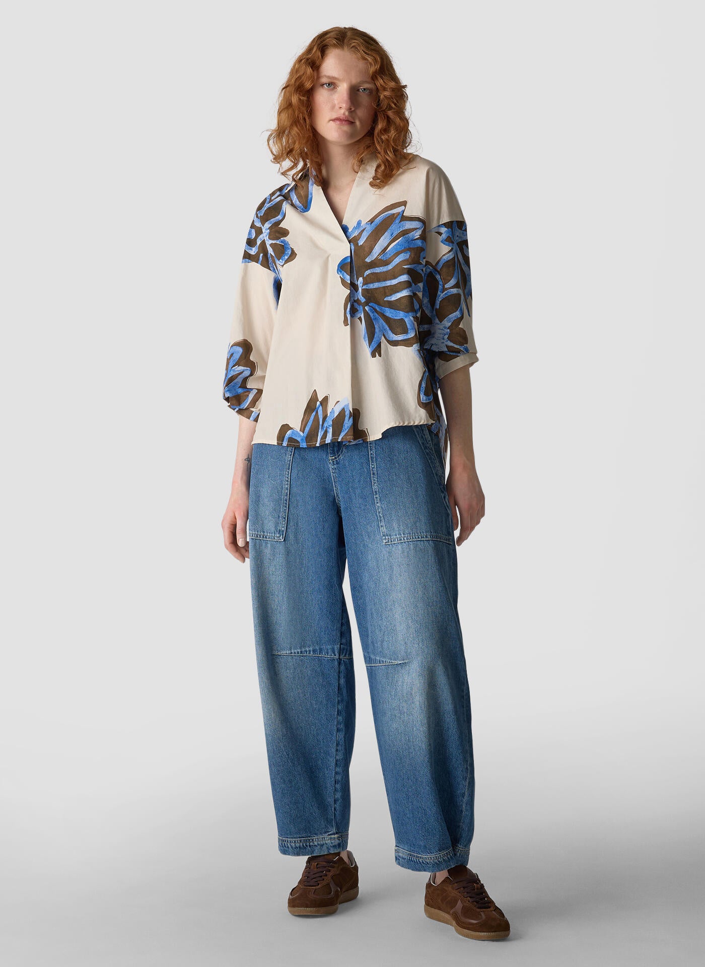 Bluse aus Baumwolle - 6628-MACADAMIA - Creme