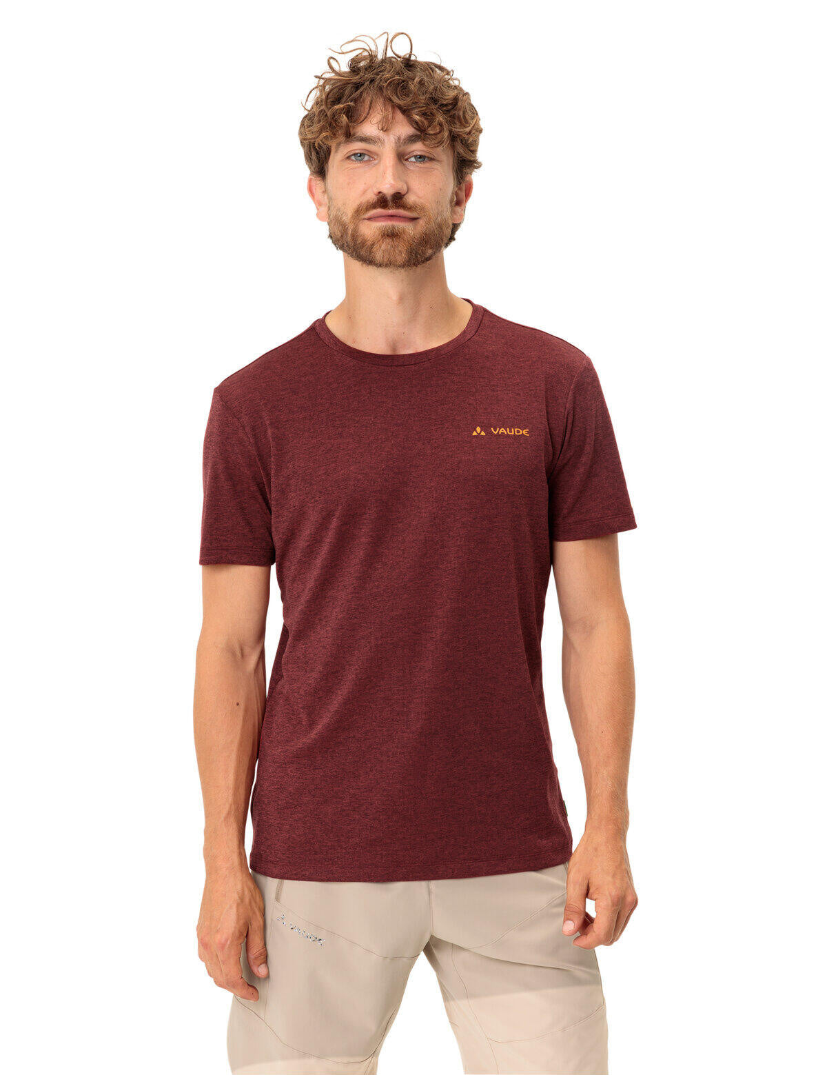 Meliertes Funktionsshirt - 127-carmine uni - Rot