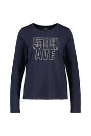 Langarmshirt aus Baumwollmix - 755 marine - Blau