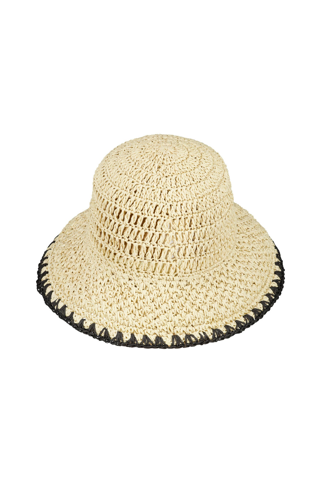 Fischerhut aus Papierstroh - 9310-leinen/schwarz - Braun