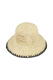 Fischerhut aus Papierstroh - 9310-leinen/schwarz - Braun