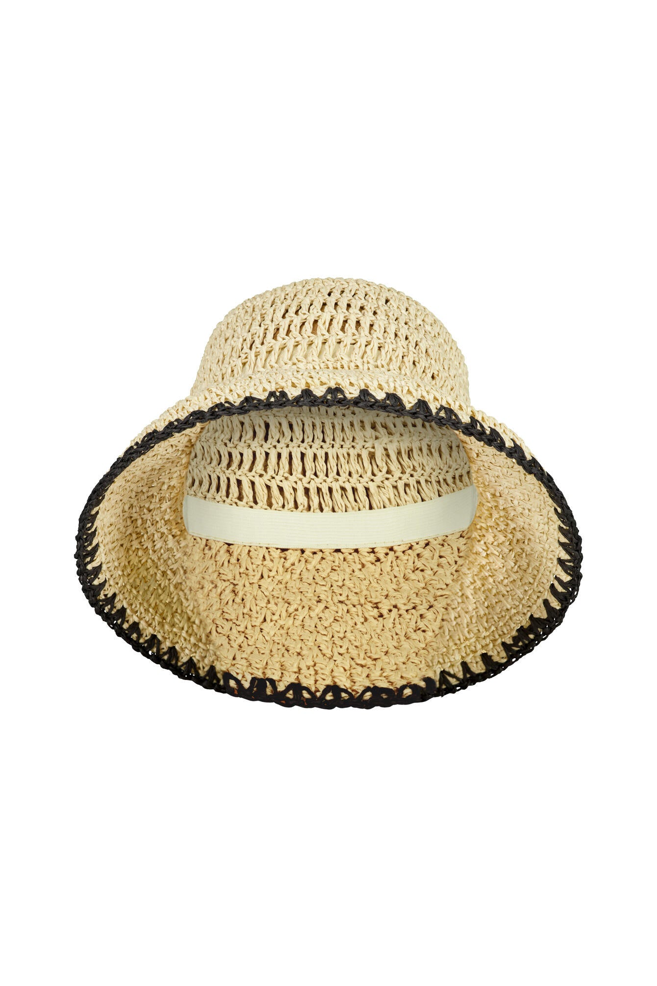 Fischerhut aus Papierstroh - 9310-leinen/schwarz - Braun