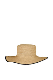 Strohhut aus Raffiastroh - 9310-leinen/schwarz - Beige