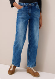 Jeans Wide Leg - 10235 mid blue used wash - Blau