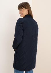 Steppmantel mit Bündchenkragen - 15631 dark navy blue - Blau