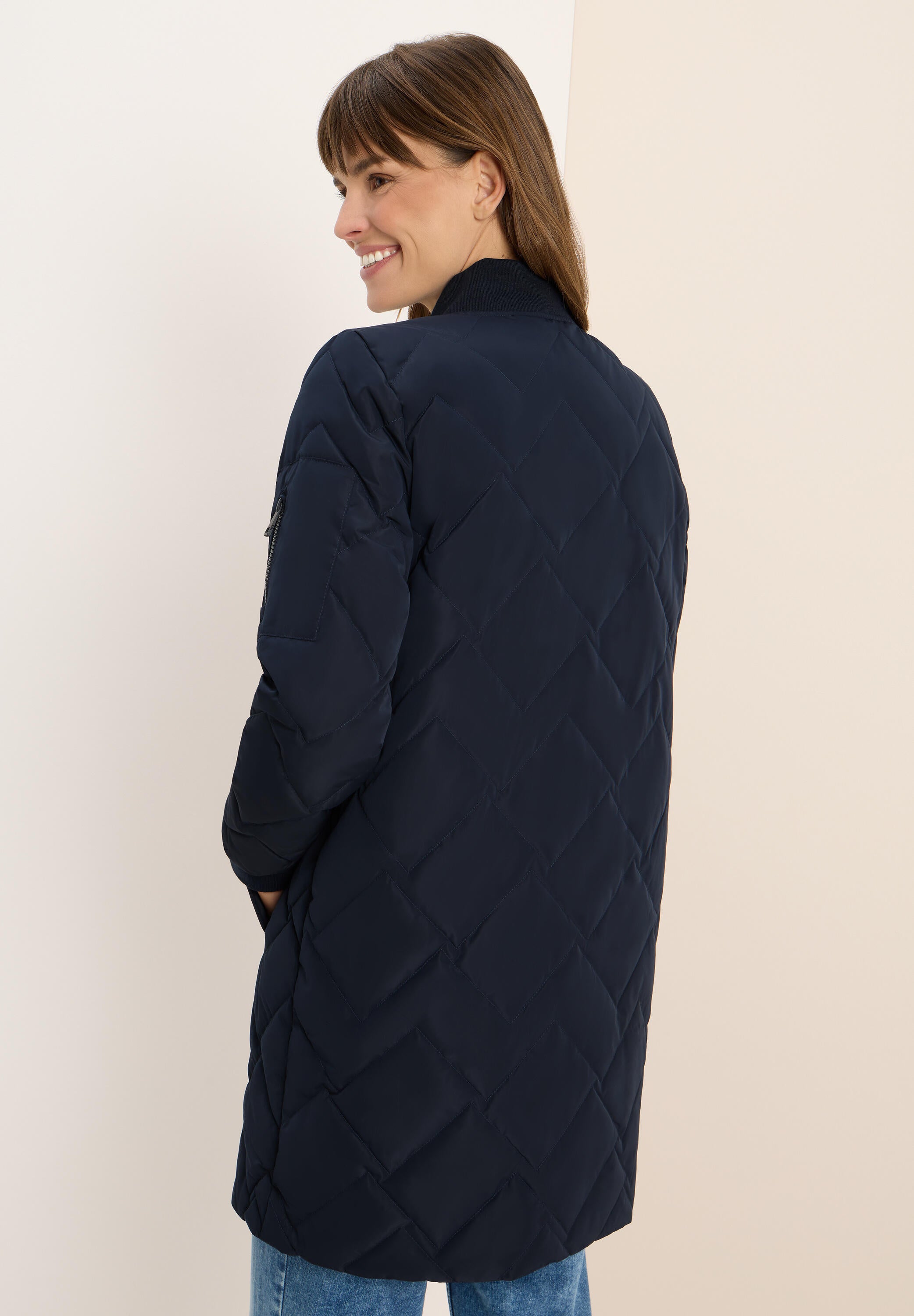 Steppmantel mit Bündchenkragen - 15631 dark navy blue - Blau