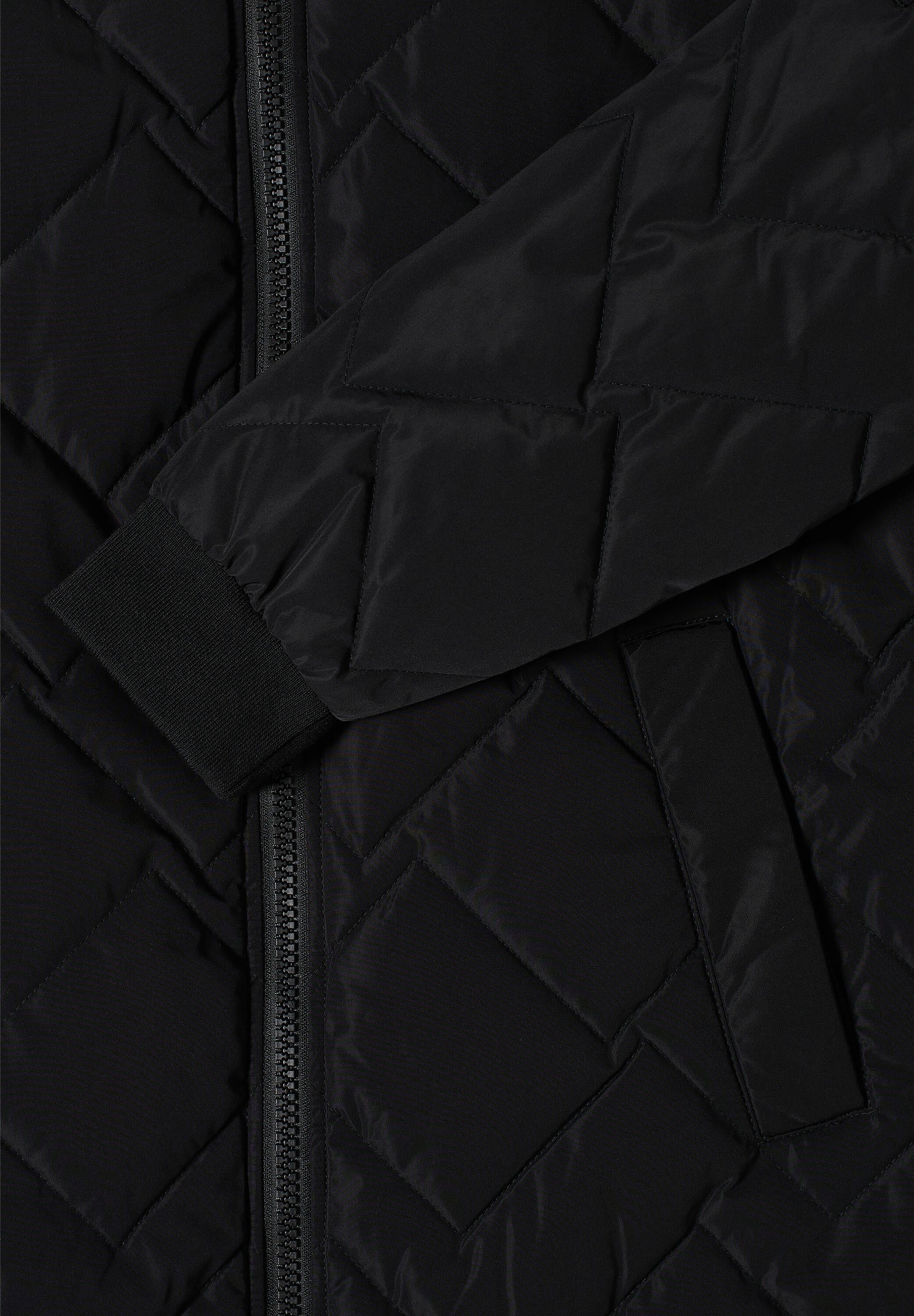 Steppmantel mit Bündchenkragen - 10001 Black - Schwarz