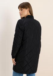 Steppmantel mit Bündchenkragen - 10001 Black - Schwarz