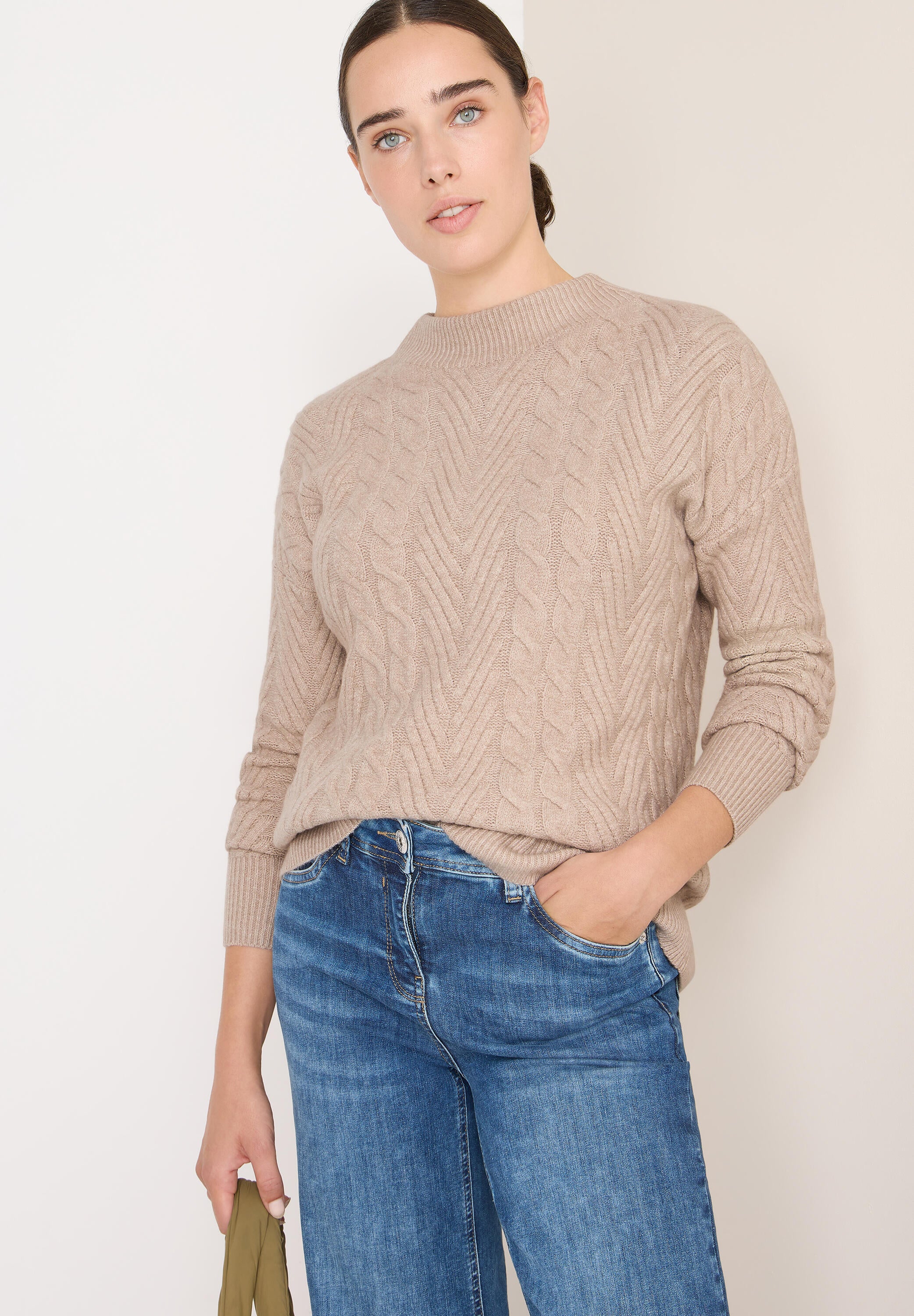 Strickpullover aus Baumwollmix - 16952 sandalwood beige melange - Beige