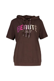 T-Shirt Regular Fit mit Kapuze - 37493 macchiato brown - Braun