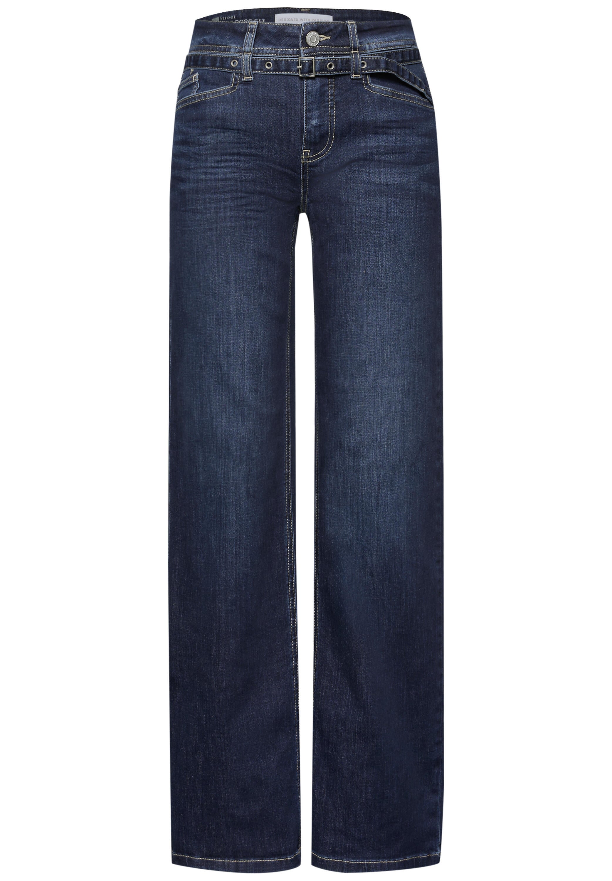 Jeans Loose Fit Wide Leg - 17420-Dark blue washed - Blau