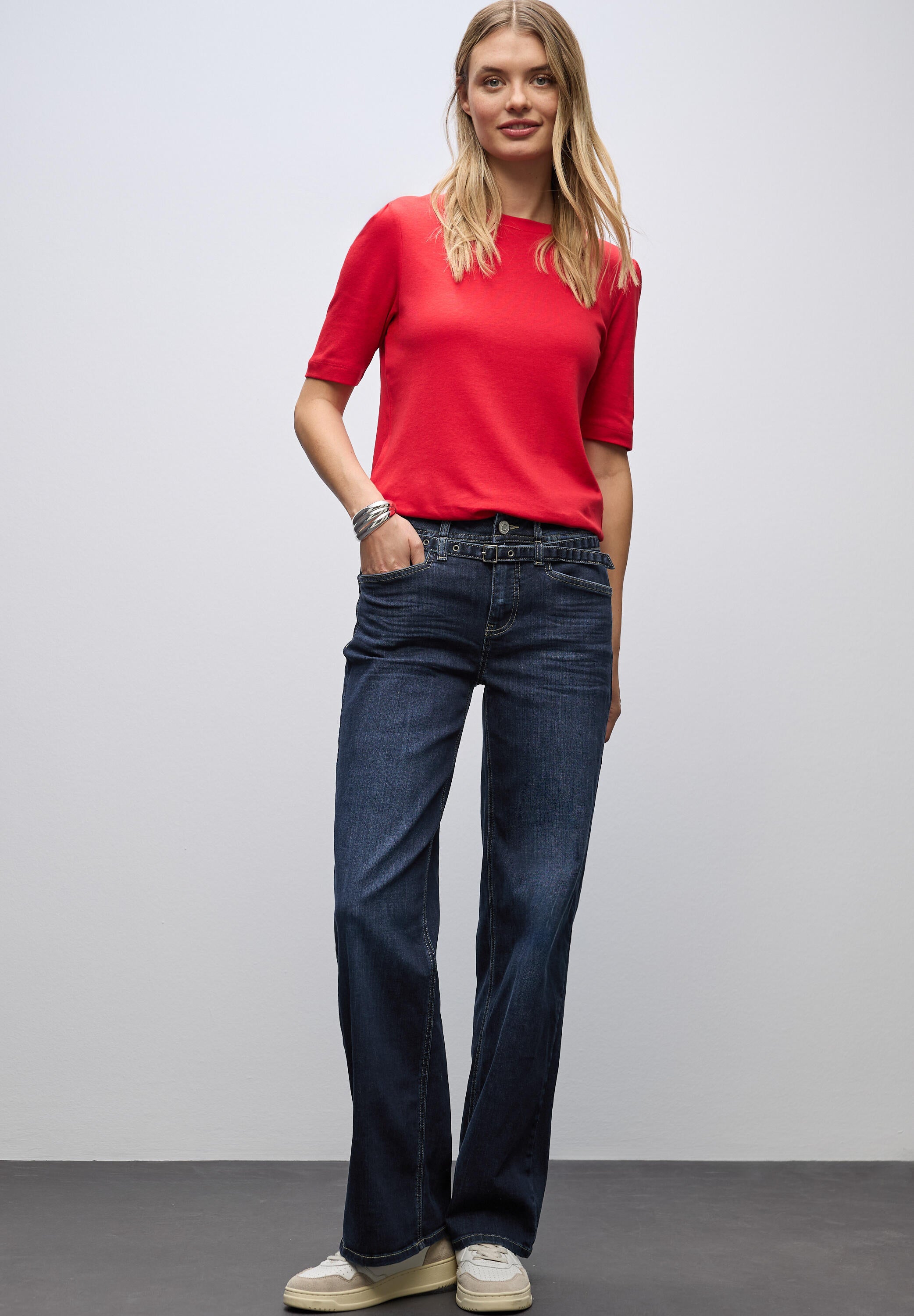 Jeans Loose Fit Wide Leg - 17420-Dark blue washed - Blau