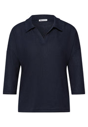 Langarmshirt aus Viskose - 17502-shadowed navy - Blau