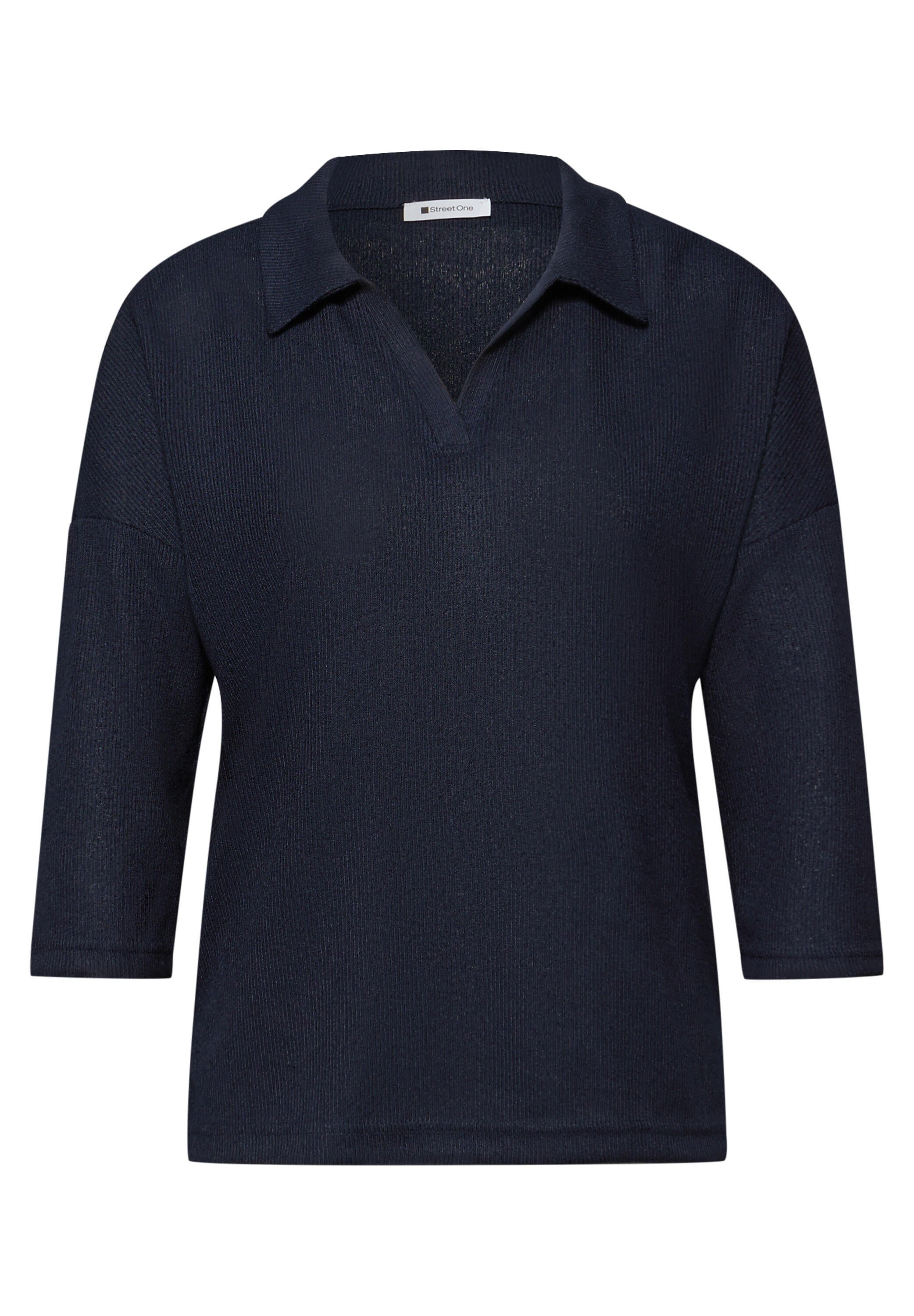 Langarmshirt aus Viskose - 17502-shadowed navy - Blau