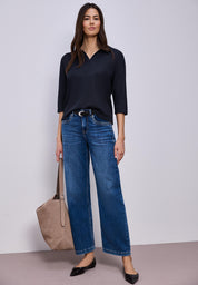 Langarmshirt aus Viskose - 17502-shadowed navy - Blau