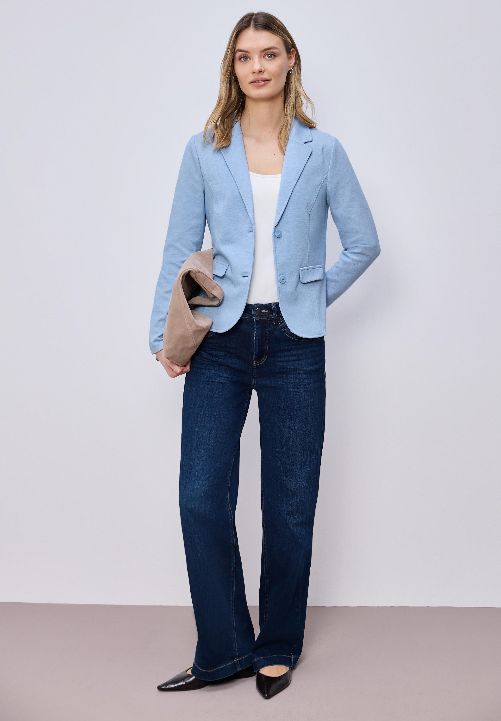 Blazer meliert mit Pattentaschen - 12289-original blue - Blau