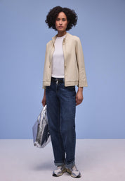 Strickjacke mit Stehkragen - 16667-cotton beige - Beige